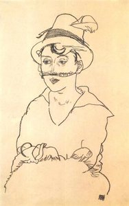 Lady with Hat and Veil by Egon Schiele